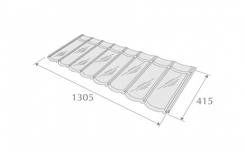 Композитная черепица METROTILE Мистраль терракотово-желтый,1305*415 мм